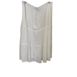Talbots White Plus Size  D Cotton Boho Tired Skirt With Tassels Beachy Lagenlook